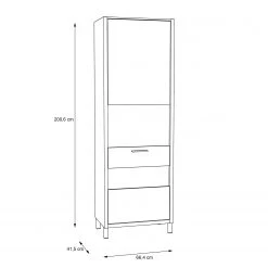 Norrwood Vitrine Boyd - Blanc / Imitation chêne -Meubles de salle à manger Soldes Magasin 1000270239 210609 06160000212 SKETCH DETAILS P000000001000270239 sketch