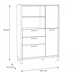 Norrwood Buffet haut Boyd II - Blanc / Imitation chêne 19 Norrwood Buffet haut Boyd II - Blanc / Imitation chêne -Meubles de salle à manger Soldes Magasin 1000270241 210609 06160100229 SKETCH DETAILS P000000001000270241 sketch