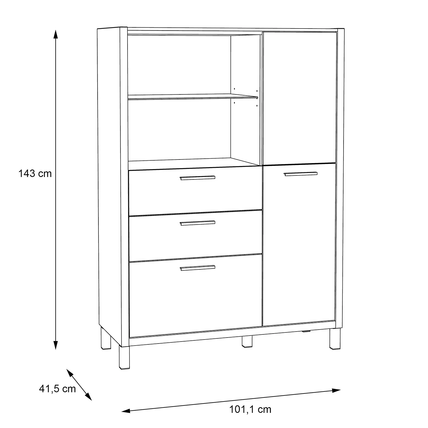 Norrwood Buffet haut Boyd II - Blanc / Imitation chêne 9 Norrwood Buffet haut Boyd II - Blanc / Imitation chêne – Image 9