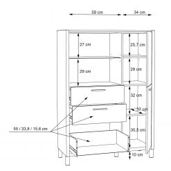 Norrwood Buffet haut Boyd II - Blanc / Imitation chêne 20 Norrwood Buffet haut Boyd II - Blanc / Imitation chêne -Meubles de salle à manger Soldes Magasin 1000270241 210609 06160100230 SKETCH DETAILS P000000001000270241 sketch