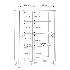 Norrwood Buffet haut Boyd I - Blanc / Imitation chêne -Meubles de salle à manger Soldes Magasin 1000270243 210609 06160200247 SKETCH DETAILS P000000001000270243 sketch