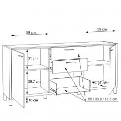 Norrwood Buffet Boyd I - Blanc / Imitation chêne -Meubles de salle à manger Soldes Magasin 1000270252 210609 06160300255 SKETCH DETAILS P000000001000270252 sketch