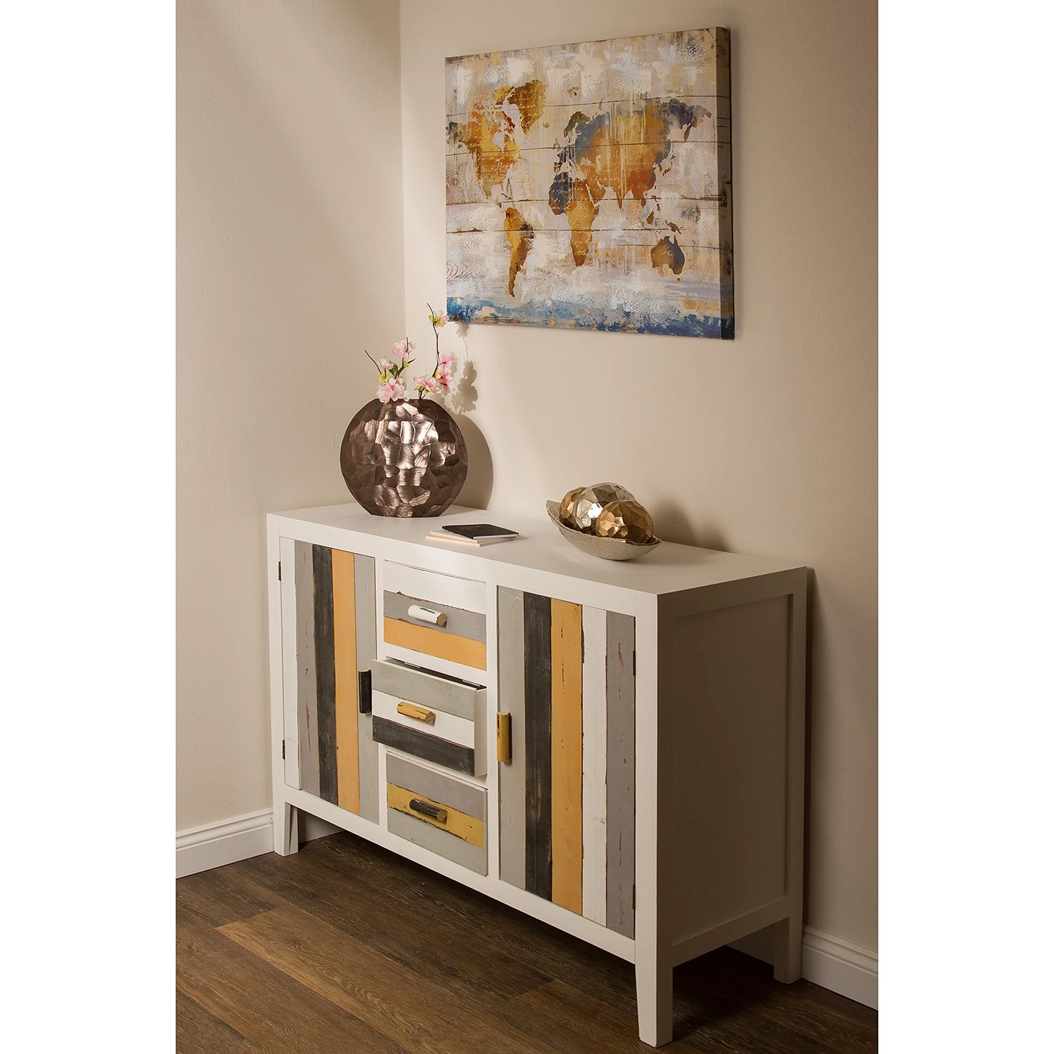 Ridgevalley Buffet Souper - Eucalyptus massif - Blanc / Multicolore 2 Ridgevalley Buffet Souper - Eucalyptus massif - Blanc / Multicolore – Image 2