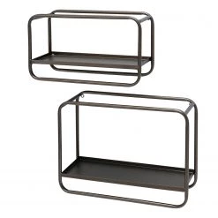 Boltze Étagères murales Bruni (lot de 2) - Métal - Marron