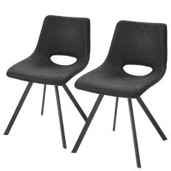Red Living Chaises capitonnées Benol (lot de 2) - Anthracite