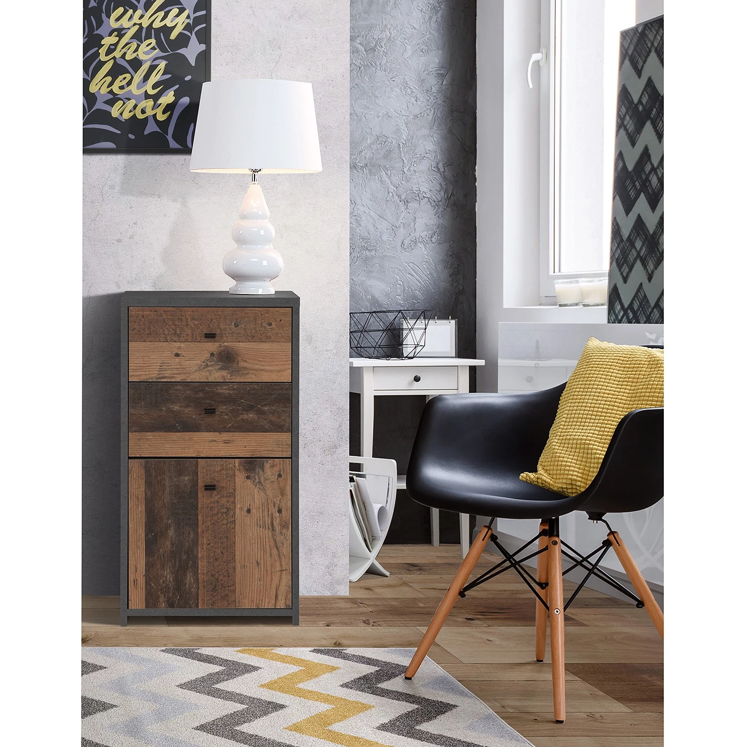 Loftscape Buffet Rison I - Gris foncé / Imitation bois ancien 2 Loftscape Buffet Rison I - Gris foncé / Imitation bois ancien – Image 2