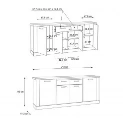 Ridgevalley Enfilade Moro II - Imitation chêne artisan / Gris -Meubles de salle à manger Soldes Magasin 1000272379 210819 07024800129 SKETCH DETAILS P000000001000272379 sketch