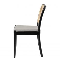 Studio Copenhagen Chaises Cutis (lot de 2) - Rotin et tissu / Hêtre massif - Gris lumineux -Meubles de salle à manger Soldes Magasin 1000273457 220420 035 DETAILS P000000001000273457