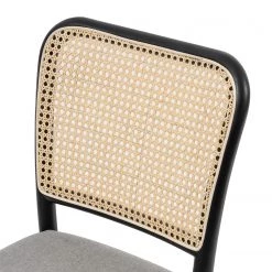 Studio Copenhagen Chaises Cutis (lot de 2) - Rotin et tissu / Hêtre massif - Gris lumineux -Meubles de salle à manger Soldes Magasin 1000273457 220420 045 DETAILS P000000001000273457