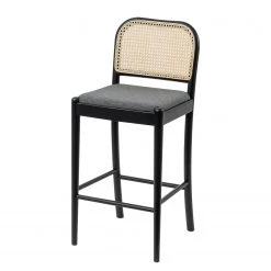 Studio Copenhagen Chaise de bar Cutis - Rotin et tissu / Hêtre massif - Gris