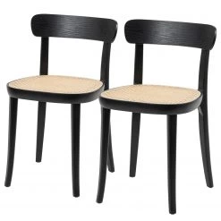 Studio Copenhagen Chaises Darcey (lot de 2) - Contreplaqué et rotin / Hêtre massif - Rotin / Noir