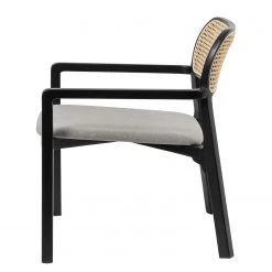 Studio Copenhagen Fauteuil de jardin Elena - Rotin et tissu / Hêtre massif - Gris lumineux -Meubles de salle à manger Soldes Magasin 1000273466 220420 035 DETAILS P000000001000273466