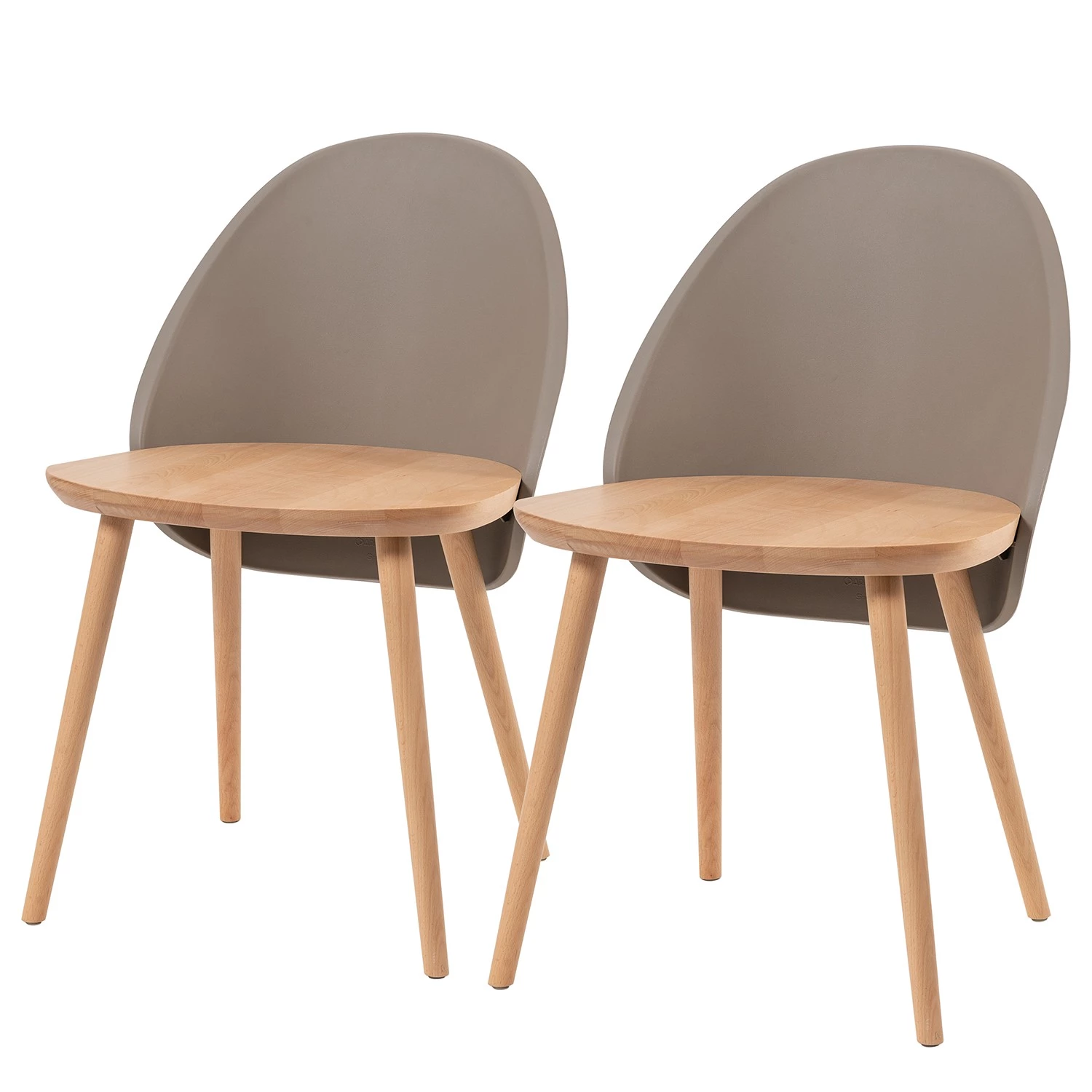 Mørteens Chaises Doon (lot de 2) - Matière plastique / Hêtre massif - Taupe / Hêtre 1 Mørteens Chaises Doon (lot de 2) - Matière plastique / Hêtre massif - Taupe / Hêtre