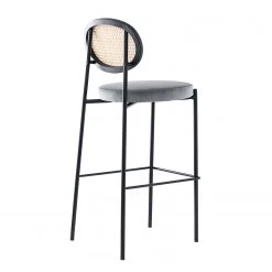 Studio Copenhagen Chaises de bar Davie (lot de 2) - Rotin et tissu / Métal - Gris clair 8 Studio Copenhagen Chaises de bar Davie (lot de 2) - Rotin et tissu / Métal - Gris clair -Meubles de salle à manger Soldes Magasin 1000273469 220517 040 DETAILS P000000001000273469