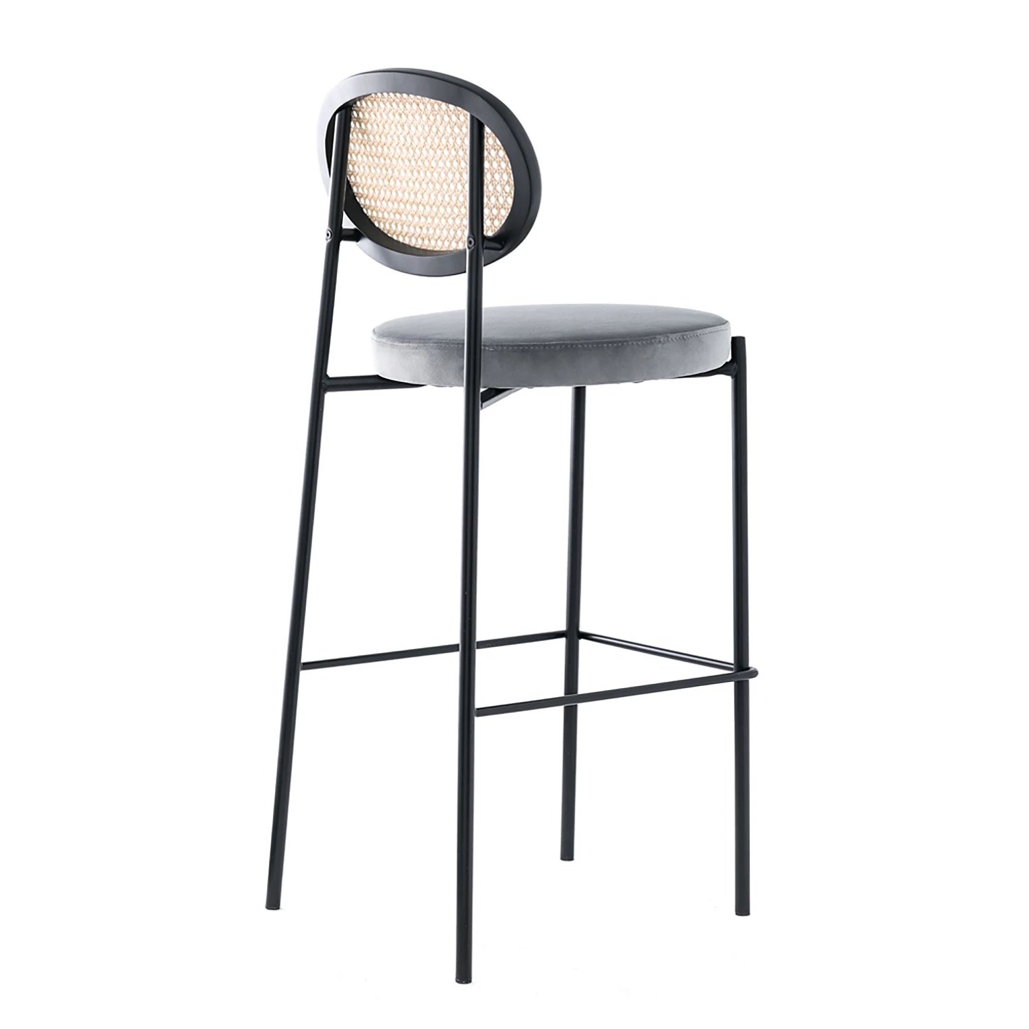 Studio Copenhagen Chaises de bar Davie (lot de 2) - Rotin et tissu / Métal - Gris clair 4 Studio Copenhagen Chaises de bar Davie (lot de 2) - Rotin et tissu / Métal - Gris clair – Image 4