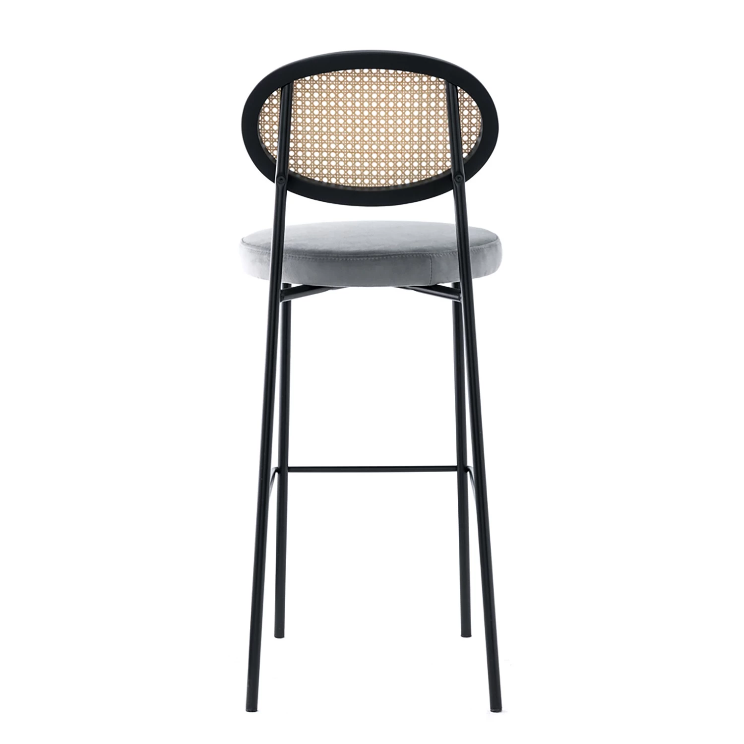 Studio Copenhagen Chaises de bar Davie (lot de 2) - Rotin et tissu / Métal - Gris clair 5 Studio Copenhagen Chaises de bar Davie (lot de 2) - Rotin et tissu / Métal - Gris clair – Image 5