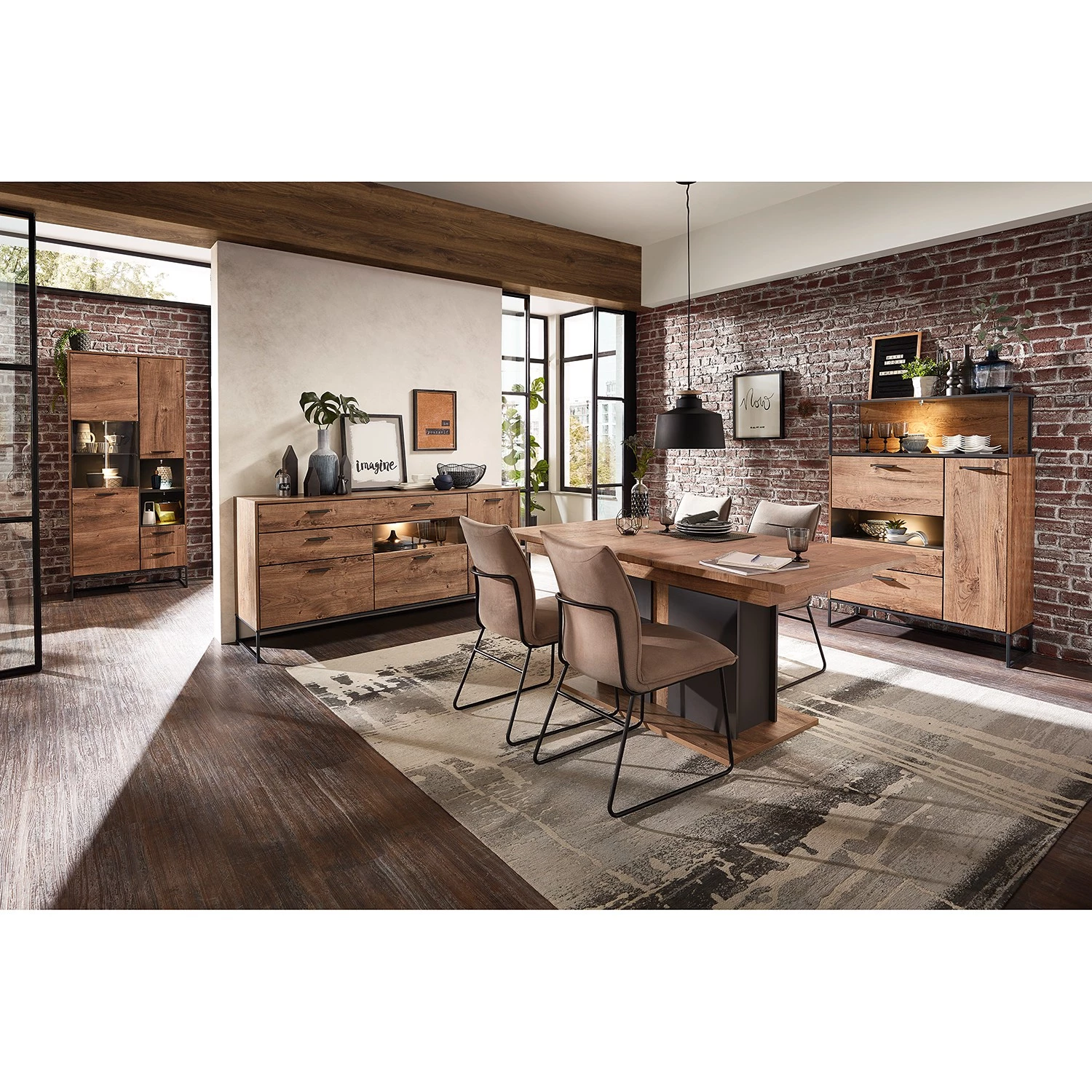 Red Living Buffet Meevoo II - Imitation chêne rustique / Graphite 2 Red Living Buffet Meevoo II - Imitation chêne rustique / Graphite – Image 2