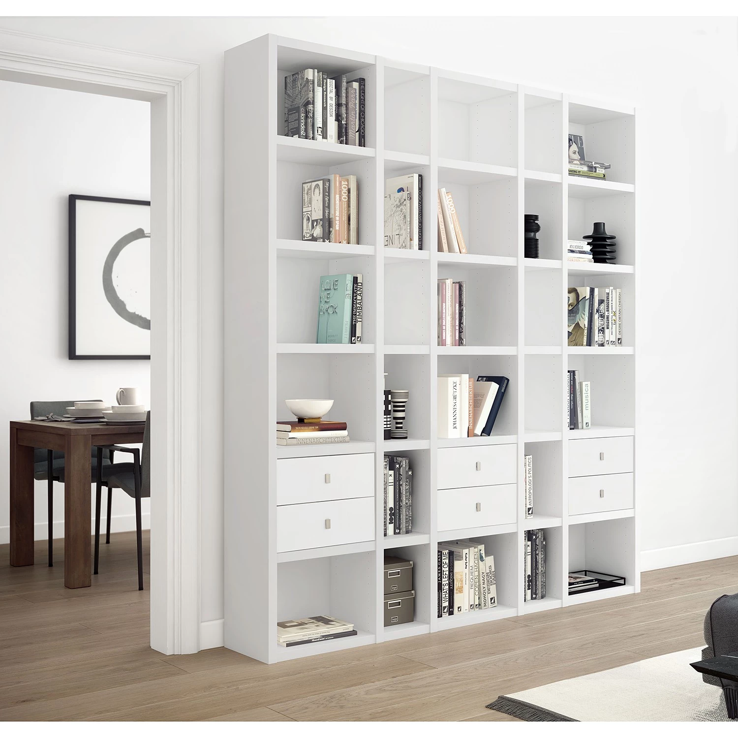 Loftscape Bibliothèque Emporior XI - Blanc brillant - Largeur : 190 cm 2 Loftscape Bibliothèque Emporior XI - Blanc brillant - Largeur : 190 cm – Image 2