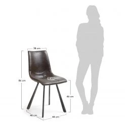 Fredriks Chaises Tryon (lot de 4) - Imitation cuir / Acier - Marron foncé vintage / Marron foncé -Meubles de salle à manger Soldes Magasin 1000274215 210618 10464200103 SKETCH DETAILS P000000001000274215 sketch