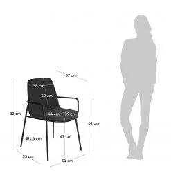 Fredriks Chaises à accoudoirs Gina (lot de 2) - Gris foncé -Meubles de salle à manger Soldes Magasin 1000274231 210618 10464400236 SKETCH DETAILS P000000001000274231 sketch
