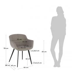 Jack & Alice Chaises à accoudoirs Nala (lot de 2) - Gris -Meubles de salle à manger Soldes Magasin 1000274233 210618 10464400255 SKETCH DETAILS P000000001000274233 sketch