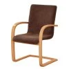 Norrwood Chaise à accoudoirs Rowena - Tissu / Hêtre massif - Tabac / Hêtre