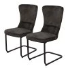 Chaises cantilever Amalia II (lot de 2) - Microfibre / Acier - Anthracite / Noir