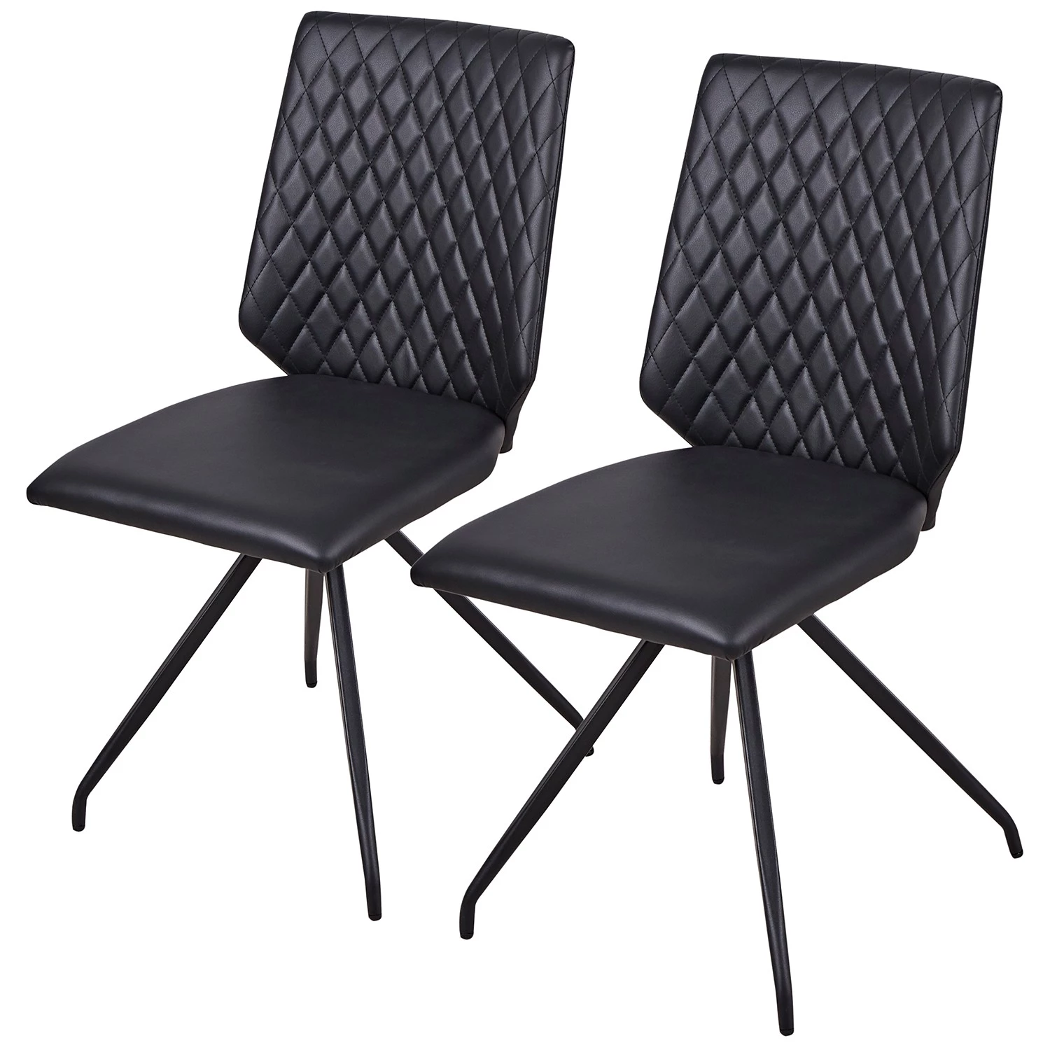 Loftscape Chaises Diva (Lot de 2) - Imitation cuir / Acier - Noir 1 Loftscape Chaises Diva (Lot de 2) - Imitation cuir / Acier - Noir