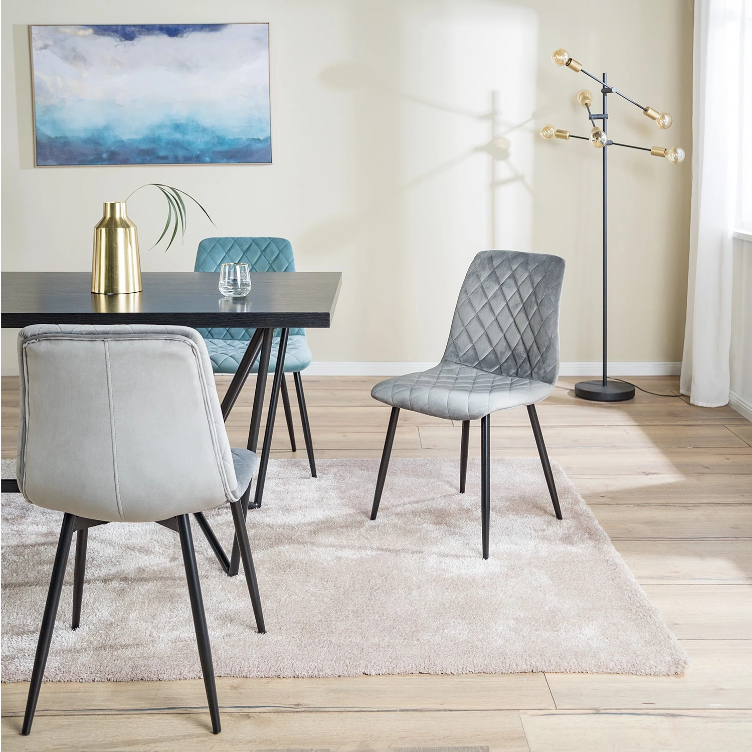 Ars manufacti Chaises capitonnées Trevo I (lot de 2) - Gris lumineux 2 Ars manufacti Chaises capitonnées Trevo I (lot de 2) - Gris lumineux – Image 2