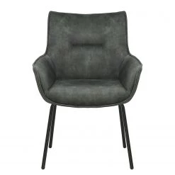 Loftscape Chaise à accoudoirs Betty - Velours / Métal - Gris vintage / Noir -Meubles de salle à manger Soldes Magasin 1000274879 220107 103356000125 DETAILS P000000001000274879