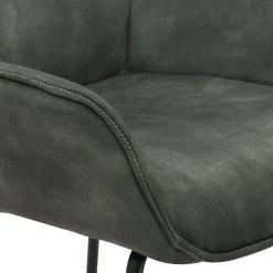 Loftscape Chaise à accoudoirs Betty - Velours / Métal - Gris vintage / Noir -Meubles de salle à manger Soldes Magasin 1000274879 220107 10335600180 DETAILS P000000001000274879