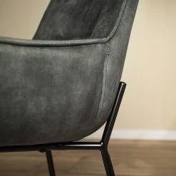 Loftscape Chaise à accoudoirs Betty - Velours / Métal - Gris vintage / Noir -Meubles de salle à manger Soldes Magasin 1000274879 220519 033 DETAILS P000000001000274879