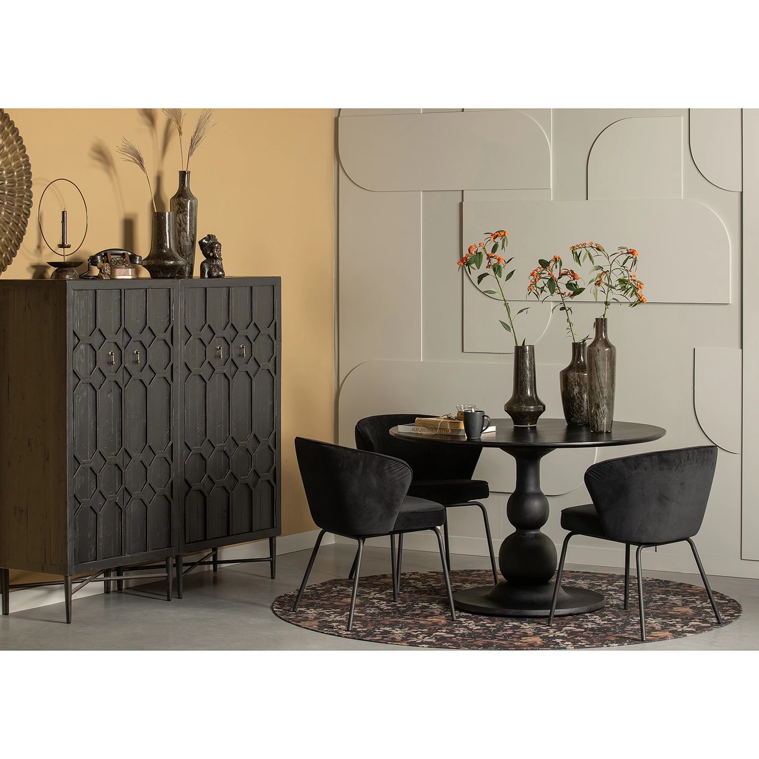 Red Living Chaises capitonnées Bird II (lot de 2) - Noir 2 Red Living Chaises capitonnées Bird II (lot de 2) - Noir – Image 2