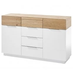 Norrwood Enfilade Akaa II - Placage en bois véritable - Chêne / Blanc