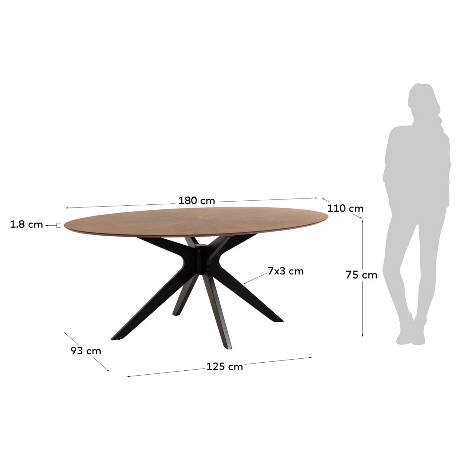Mørteens Table Amalie - Imitation noyer / Noir 9 Mørteens Table Amalie - Imitation noyer / Noir – Image 9