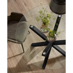 Mørteens Table Ayanka II - Verre / Acier - Verre transparent / Noir -Meubles de salle à manger Soldes Magasin 1000276612 210629 15002300482 MOOD DETAILS P000000001000276612 mood