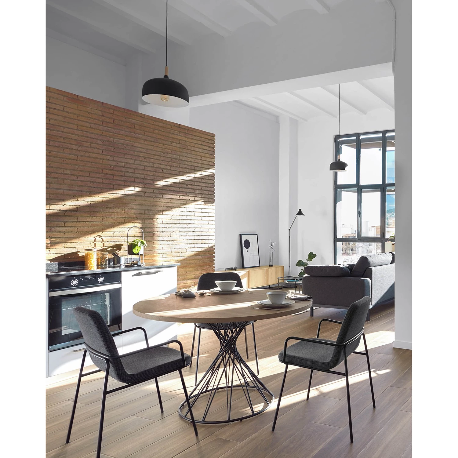 Mørteens Table Asyan - Imitation chêne / Noir 4 Mørteens Table Asyan - Imitation chêne / Noir – Image 4