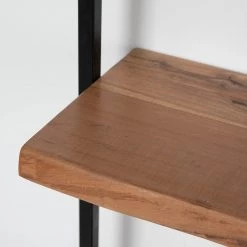 Ars manufacti Étagère murale Kaawo II - Acacia massif / Métal - Acacia / Noir - Hauteur : 100 cm -Meubles de salle à manger Soldes Magasin 1000276821 220719 034 DETAILS P000000001000276821