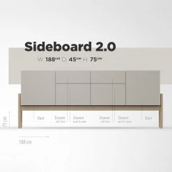 Studio Copenhagen Enfilade Cooby II - Blanc / Chêne -Meubles de salle à manger Soldes Magasin 1000276948 211111 1449030000504 SKETCH DETAILS P000000001000276948 sketch