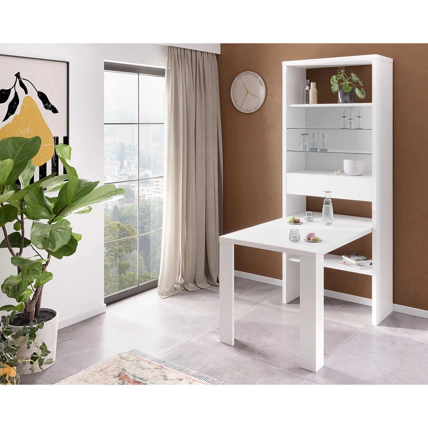 Loftscape Table haute Alhambra - Blanc verni / Verre 2 Loftscape Table haute Alhambra - Blanc verni / Verre – Image 2