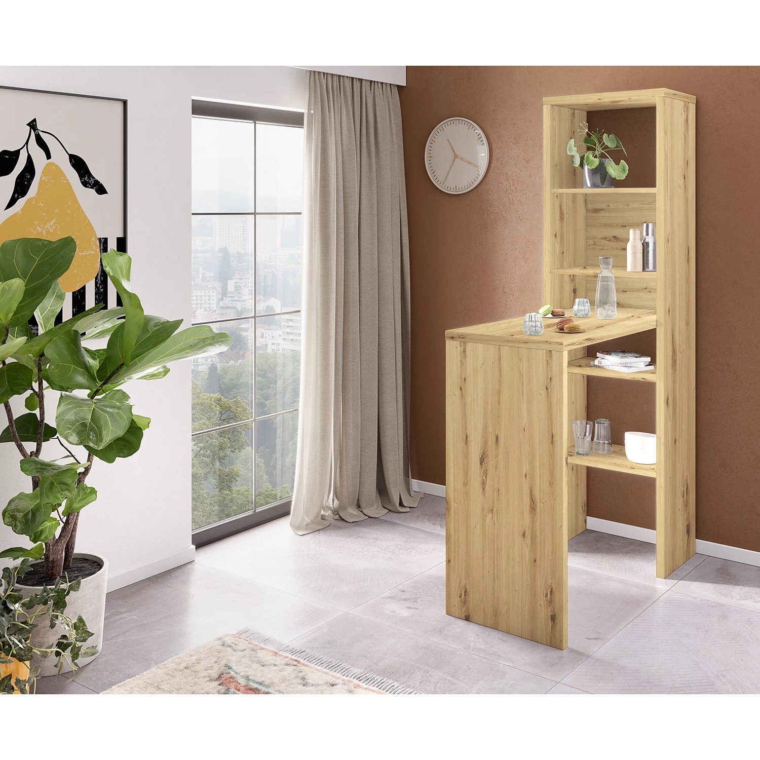 Loftscape Table haute Alencon - Imitation chêne Artisan 2 Loftscape Table haute Alencon - Imitation chêne Artisan – Image 2