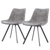 Ars manufacti Chaises Cielo (lot de 2) - Imitation cuir / Acier - Gris vintage / Noir