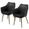 Mørteens Chaises à accoudoirs Nicholas - Cuir synthétique Aken: Noir vintage - Lot de 2