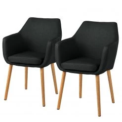 Mørteens Chaises à accoudoirs Nicholas - Tissu Cors: Anthracite - Lot de 2