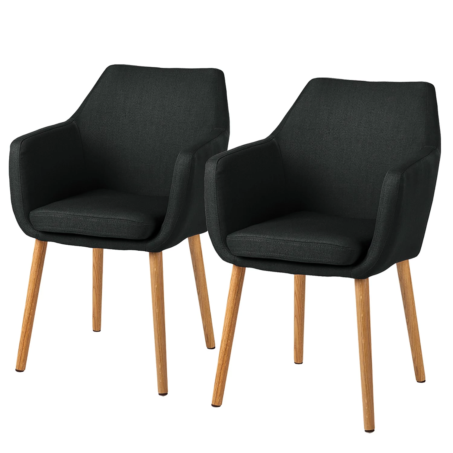 Mørteens Chaises à accoudoirs Nicholas - Tissu Cors: Anthracite - Lot de 2 1 Mørteens Chaises à accoudoirs Nicholas - Tissu Cors: Anthracite - Lot de 2