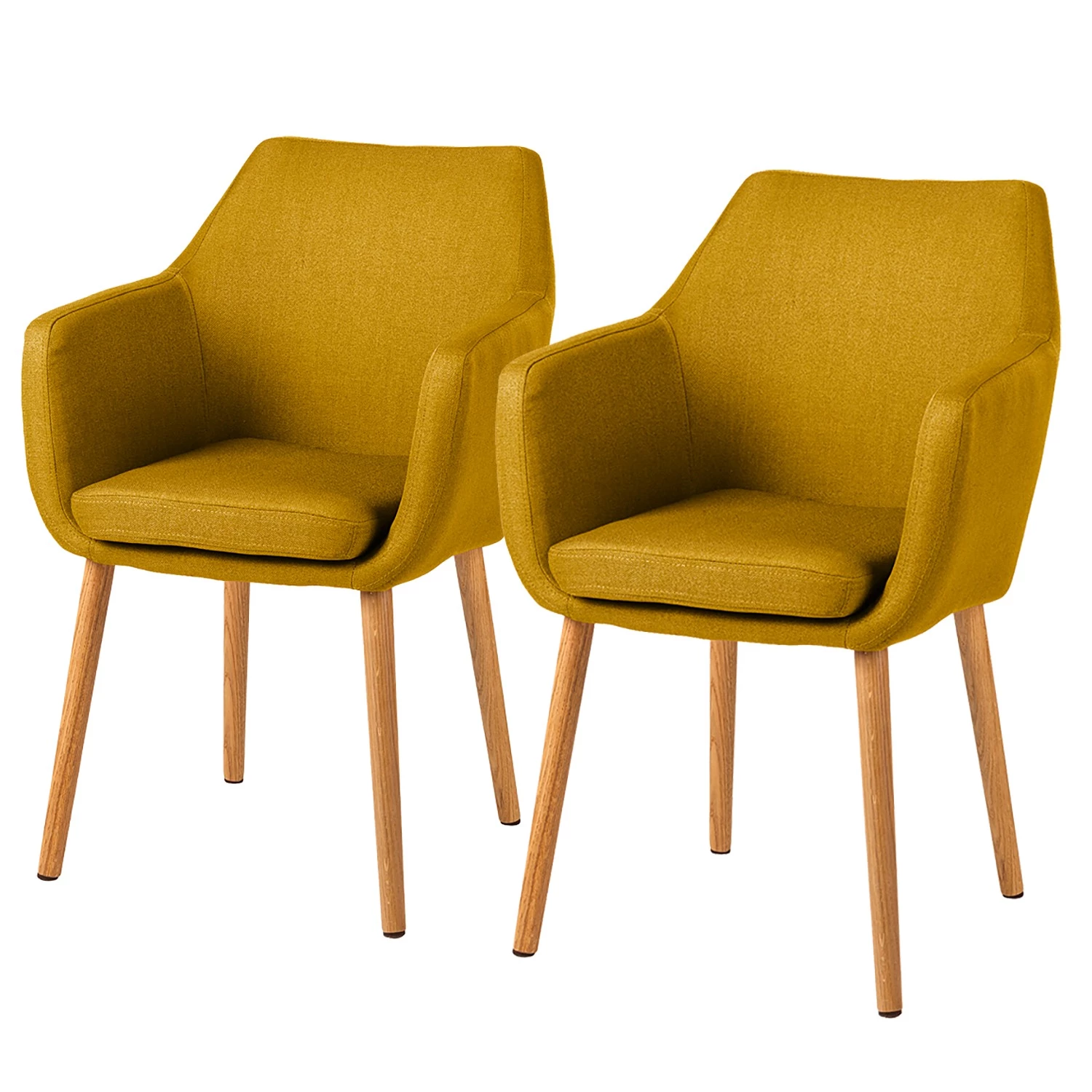 Mørteens Chaises à accoudoirs Nicholas - Tissu Cors: Jaune curry - Lot de 2 1 Mørteens Chaises à accoudoirs Nicholas - Tissu Cors: Jaune curry - Lot de 2