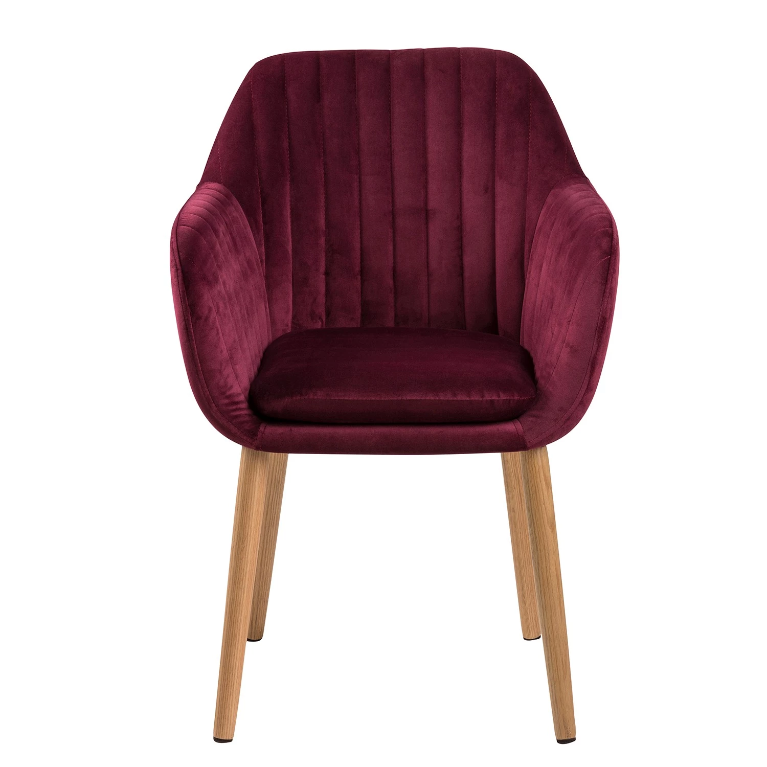 Mørteens Chaises à accoudoirs Tilanda - Tissu / Chêne massif - Velours Kemi: Bordeaux - Lot de 2 3 Mørteens Chaises à accoudoirs Tilanda - Tissu / Chêne massif - Velours Kemi: Bordeaux - Lot de 2 – Image 3