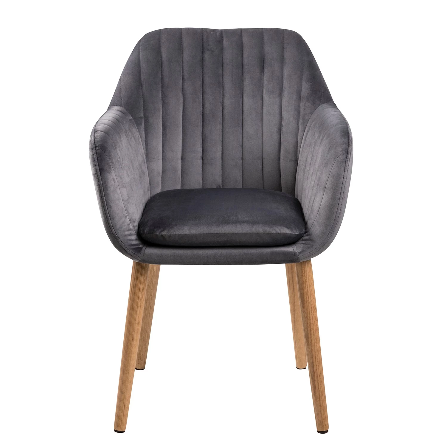 Mørteens Chaises à accoudoirs Tilanda - Tissu / Chêne massif - Velours Kemi: Gris foncé - Lot de 2 3 Mørteens Chaises à accoudoirs Tilanda - Tissu / Chêne massif - Velours Kemi: Gris foncé - Lot de 2 – Image 3