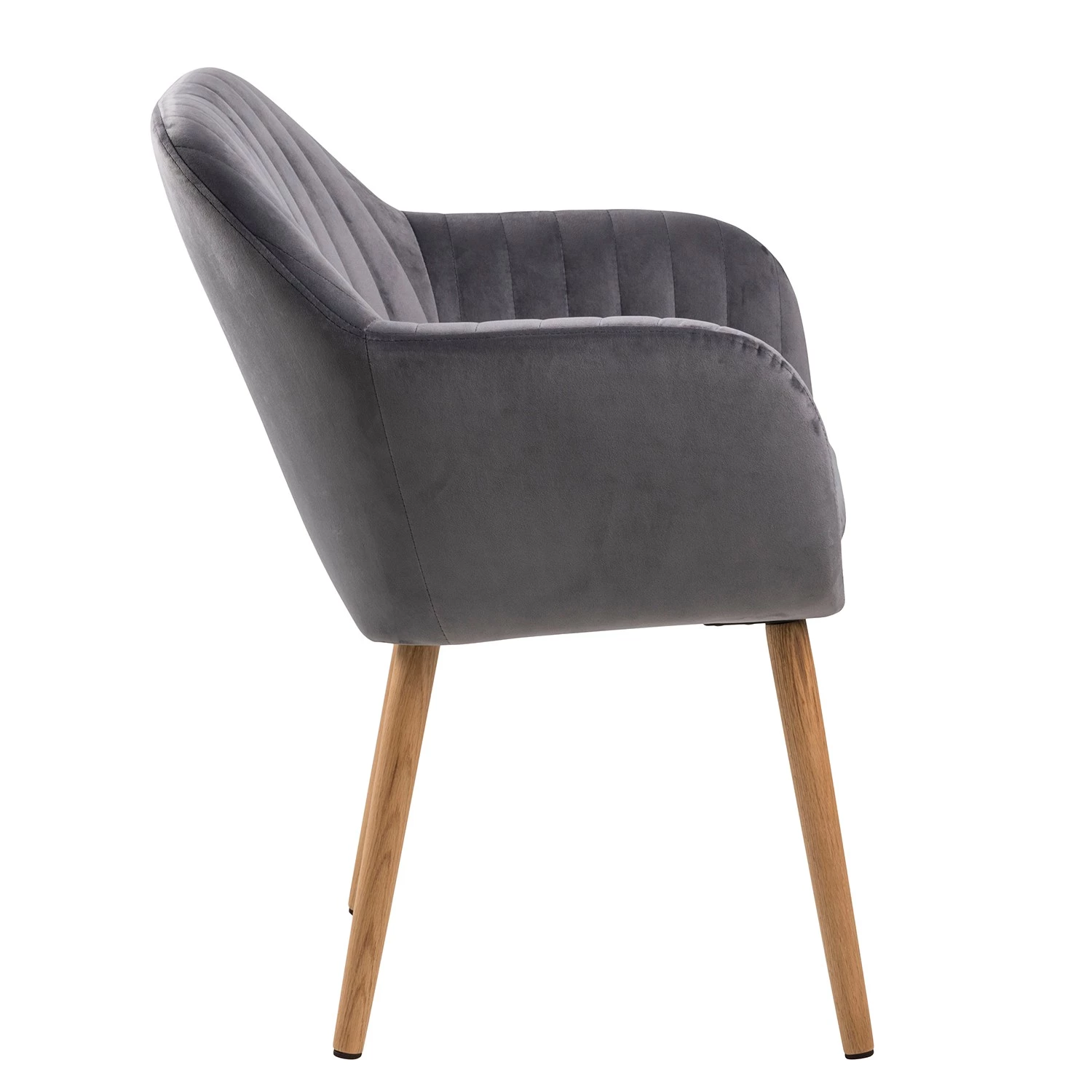 Mørteens Chaises à accoudoirs Tilanda - Tissu / Chêne massif - Velours Kemi: Gris foncé - Lot de 2 4 Mørteens Chaises à accoudoirs Tilanda - Tissu / Chêne massif - Velours Kemi: Gris foncé - Lot de 2 – Image 4