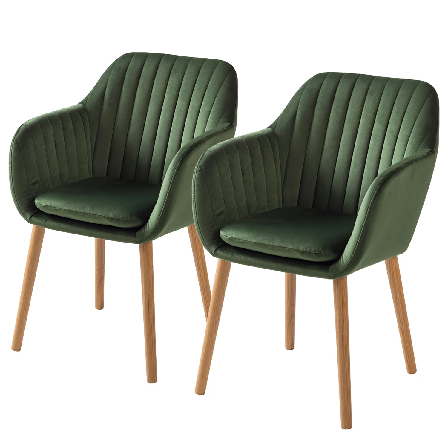 Mørteens Chaises à accoudoirs Tilanda - Tissu / Chêne massif - Velours Kemi: Vert foncé - Lot de 2 1 Mørteens Chaises à accoudoirs Tilanda - Tissu / Chêne massif - Velours Kemi: Vert foncé - Lot de 2